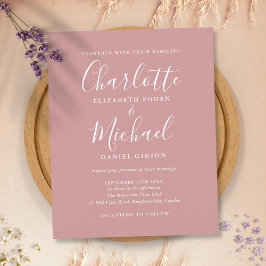 Convite de Casamento em Script Chic Rose Po dusty 
