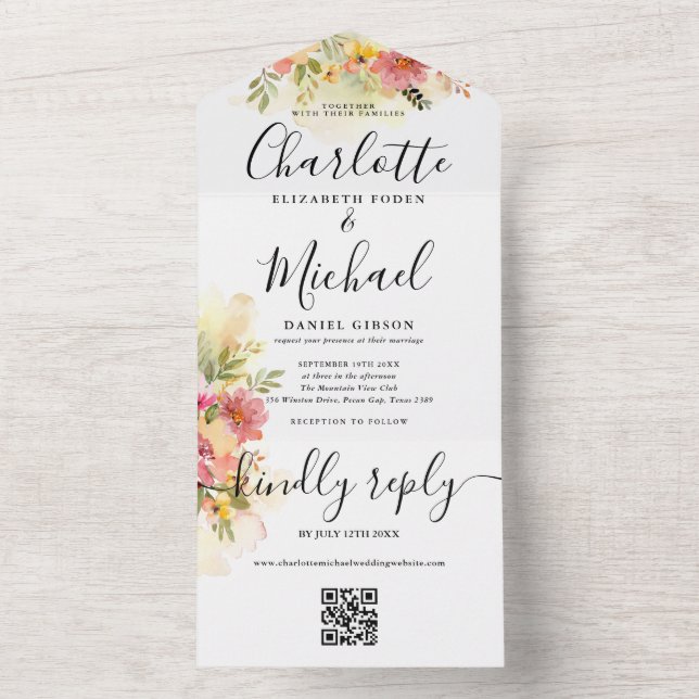 Convite de Casamento em Script de Assinatura Flora (Interno)