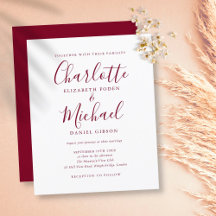 Convite de Casamento em Script de Borgonha Econômi