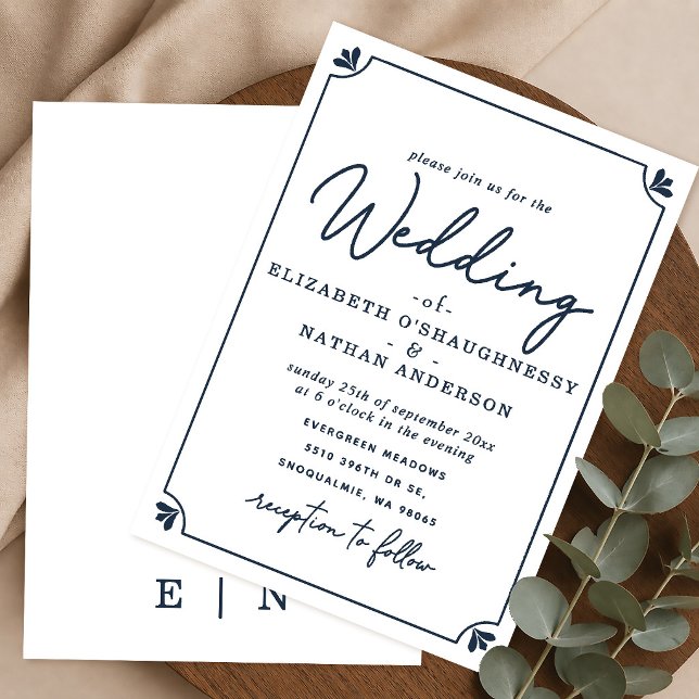 Convite de Casamento em Script Elegante Branco e A (Criador carregado)