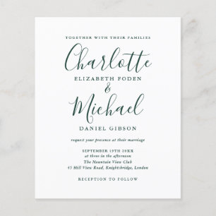 Convite de Casamento em Script Esmeralda Chic e Ec