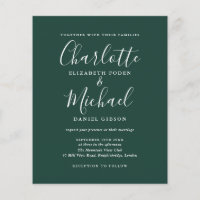Convite de Casamento em Script Esmeralda Verde Eco