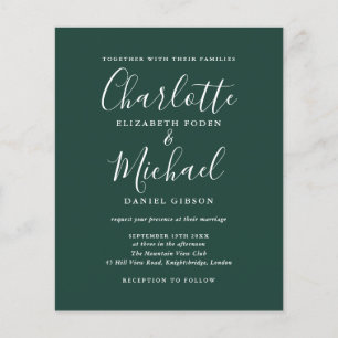 Convite de Casamento em Script Esmeralda Verde Eco
