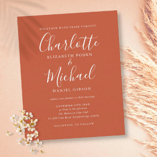 Convite de Casamento em Script Terracota Econômico