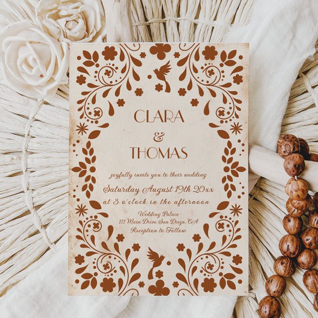 Convite de Casamento em Terracota Bege Fiesta Mexi (Criador carregado)