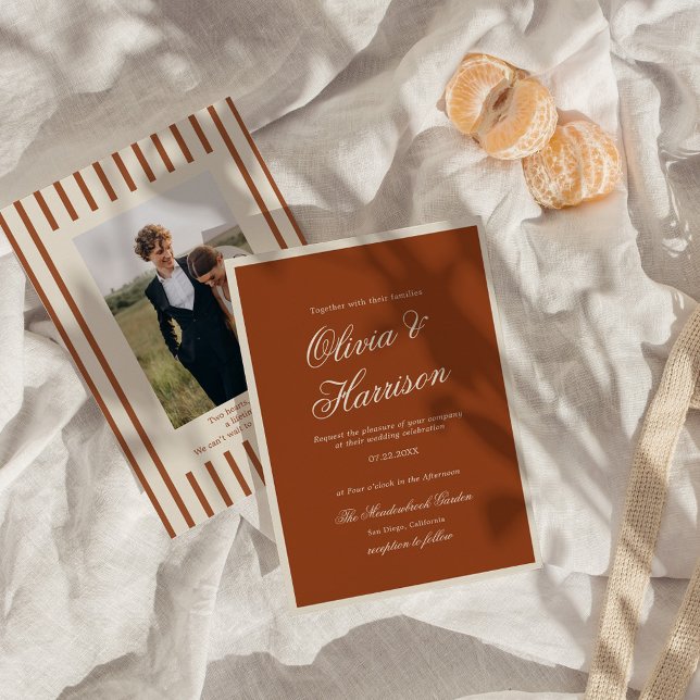 Convite de Casamento em Terracota Chic Terrestre (Criador carregado)