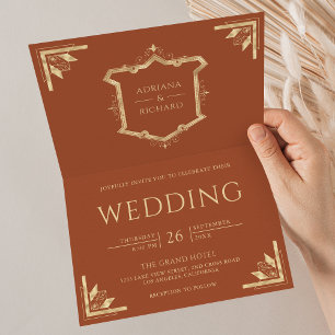 Convite de Casamento em Terracota com Código QR e 