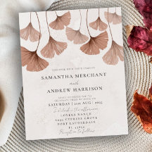Convite de Casamento em Terracota Ginkgo Econômico