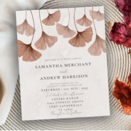Convite de Casamento em Terracota Ginkgo Econômico
