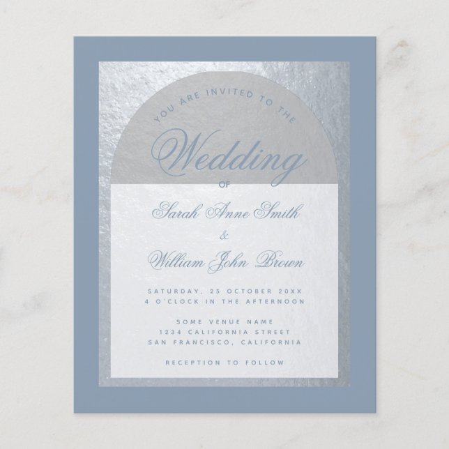 Convite de Casamento em Tom de Azul Po dusty com A (Frente)