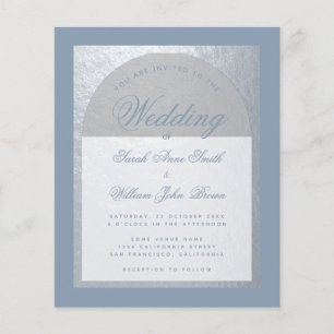 Convite de Casamento em Tom de Azul Po dusty com A