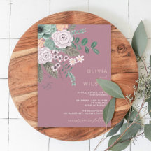 Convite de Casamento em tons de Malva com Floral M