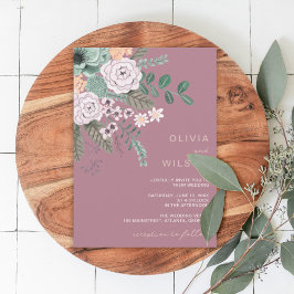 Convite de Casamento em tons de Malva com Floral M