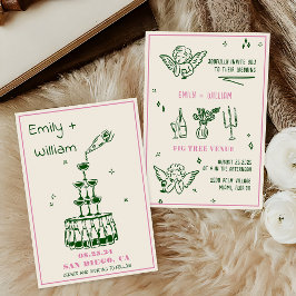 Convite de Casamento em Torre de Champanhe Desenha