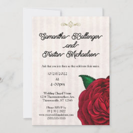 Convite de Casamento em Vellum com Rosa Vermelha C