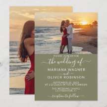 Convite de Casamento em Verde Sage com Foto e Letr