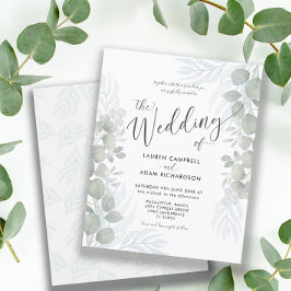 Convite de casamento em verde sálvia de eucalipto