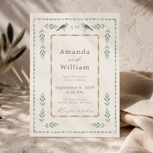 Convite de Casamento em Verde Salvia e Dourado com