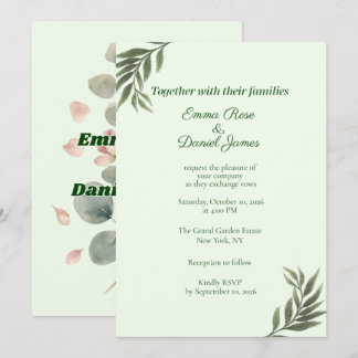 Convite de Casamento em Verde Salvia Eucalipto | B