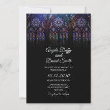 Convite de Casamento em Vidro Colorido Gótico