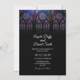 Convite de Casamento em Vidro Colorido Gótico