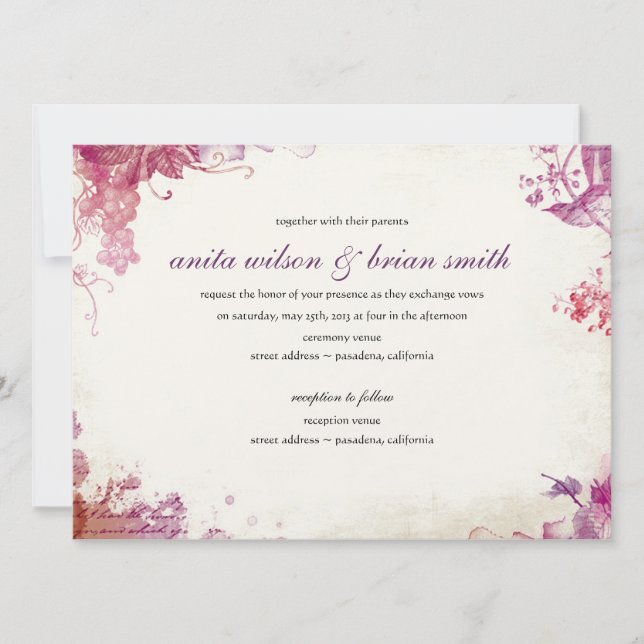 Convite de Casamento em Vinícola Vintage (Frente)