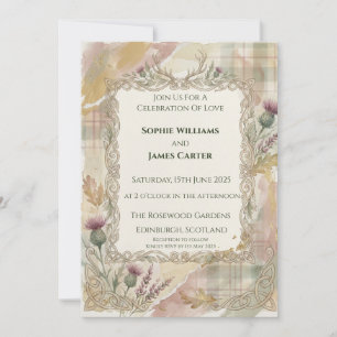 Convite de Casamento em Xadrez Cardo de Outono