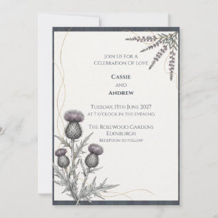 Convite de Casamento em Xadrez de Cardo Escocês