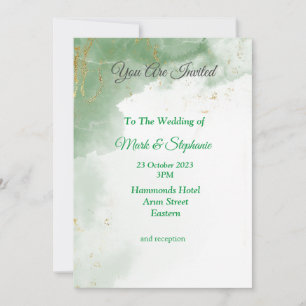Convite de Casamento Encantador, verde marmorizado