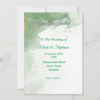Convite de Casamento Encantador, verde marmorizado