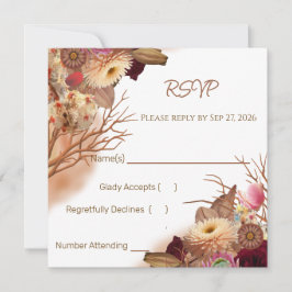 Convite de Casamento Enfeitiçado Boho Flor Silvest