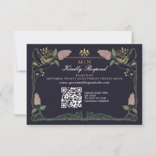 Convite de Casamento Enfeitiçado Lilás Corvo Gótic