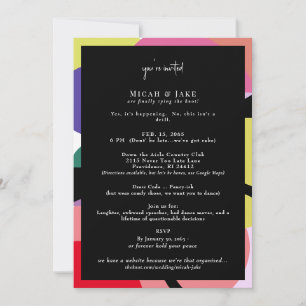 Convite de casamento engraçado colorido incomum