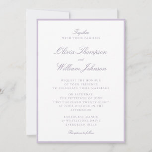 Convite de Casamento Enquadrado Lavanda