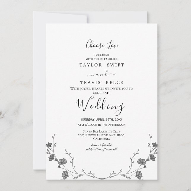 Convite de Casamento Escolha o Amor Delicado (Frente)
