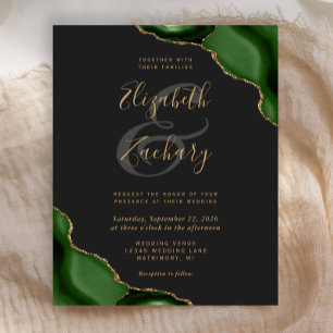 Convite de Casamento Escuro com Cantos de Ágata Ve