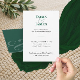 Convite de Casamento Esmeralda Minimalista | Códig