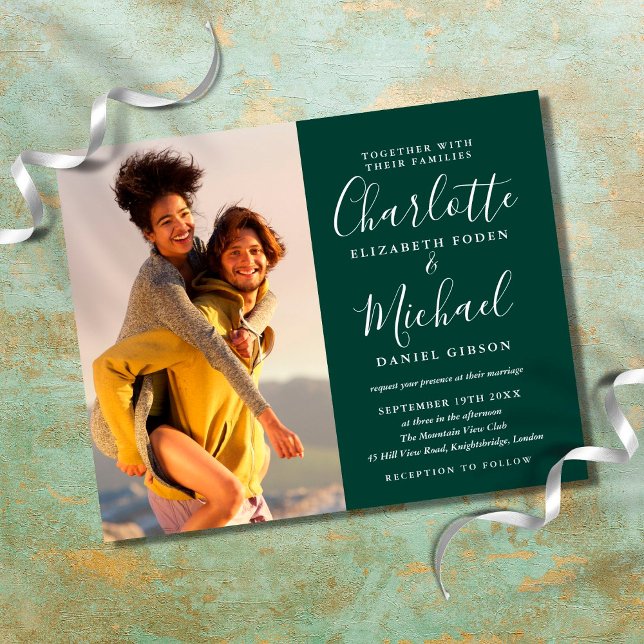 Convite de Casamento Esmeralda Verde Fotografia Ec (Criador carregado)