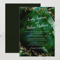 Convite de Casamento Esmeralda Verde Mar Moderno