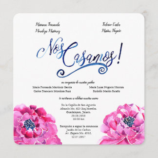 Convite de casamento Espanhol ao quadrado, Convite