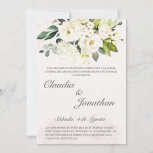 Convite de casamento espanhol buquê branco