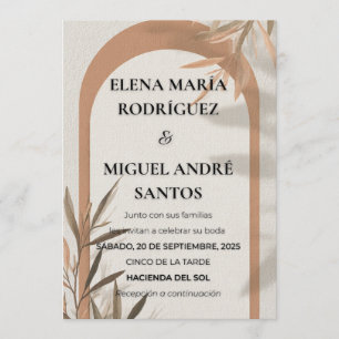 Convite de Casamento Espanhol com Arco de Terracot