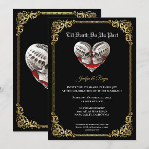 Convite de casamento esqueleto Dark Gothic Hallowe
