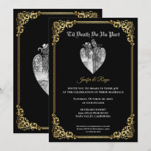 Convite de casamento esqueleto Dark Gothic Hallowe