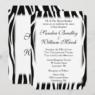 Convite de Casamento Estampa de Zebra