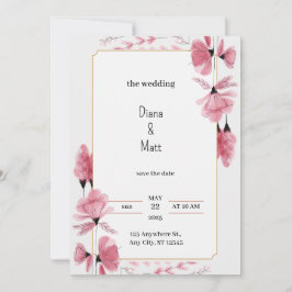 Convite De Casamento Estético Floral A Rosa cinza