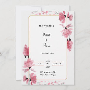 Convite De Casamento Estético Floral A Rosa cinza