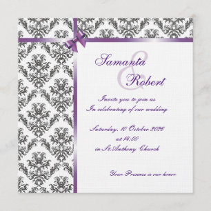 convite de casamento estilo Damasco retangular i