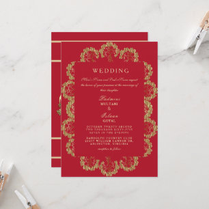 Convite de Casamento Estilo Indiano Vermelho e Dou