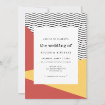 Convite de casamento estilo pop art Memphis dos an